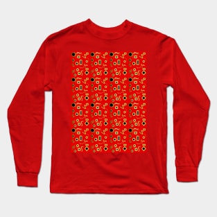 RED And Gold Geometric Shapes Long Sleeve T-Shirt